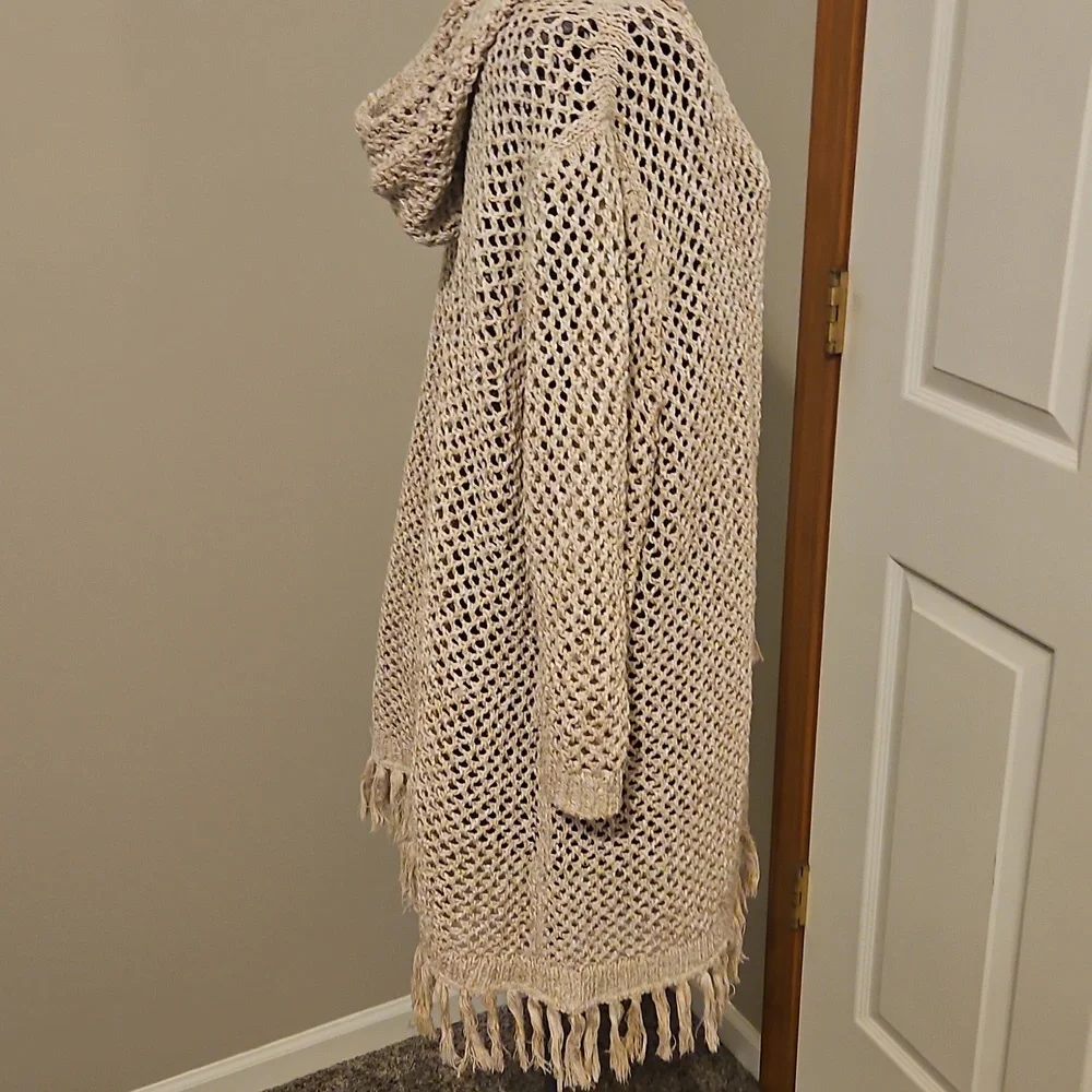 J. Jill Boho Crochet Hooded Jacket - Picture 8 of 9